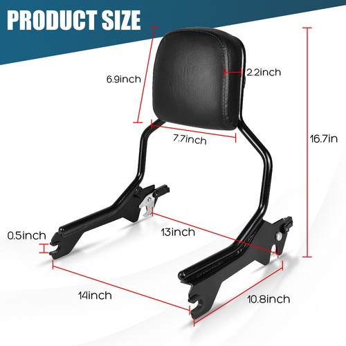 Sissy Bar Rear Backrest w/Pad For 2018-2024 Harley Softail Breakout FXBR FXBRS - Bild 10 von 10