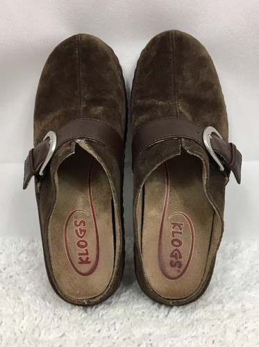 Klogs braune Wildleder Schnalle Slipper Damen Clogs US Größe 7M - Bild 9 von 12
