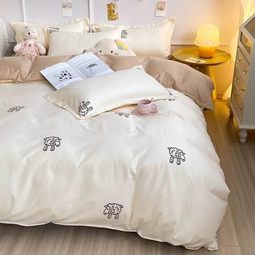 Duvet Cover Set with Flat Sheet Pillowcases Single Double Queen Size Bedding Kit - Picture 18 of 33