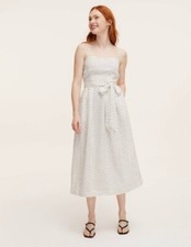 Kate Spade NY - Women  s Mini Polka Dot Tie-Waist Midi Dress Cream/Black -Medium