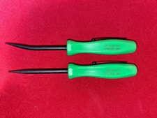 SNAP ON Tools NEW 2pc GREEN 5"  STRAIGHT & BENT Mini Pocket Prybar Set USA!