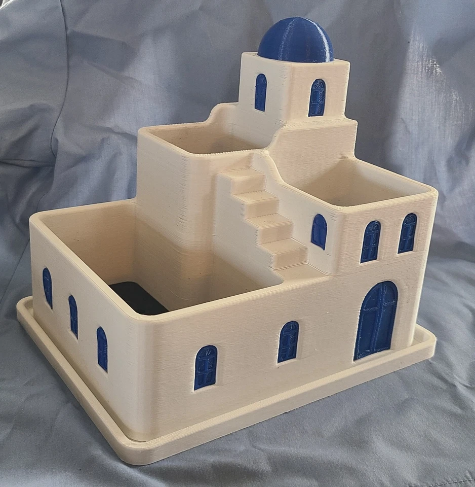 Succulent & Cactus Planter Santorini Inspired Greek Style House for Indoor use - Image 4 of 4