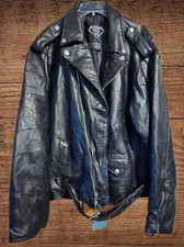 Vintage Diamond Plate Buffalo Leather Motorcycle Jacket Size 2XL New With Tags