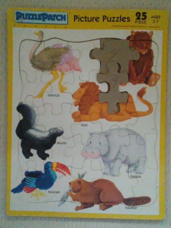 GR 03 Puzzle-Patch Picture Puzzles-Animals 25-Piece Frame-Tray Puzzle-14x11"('91