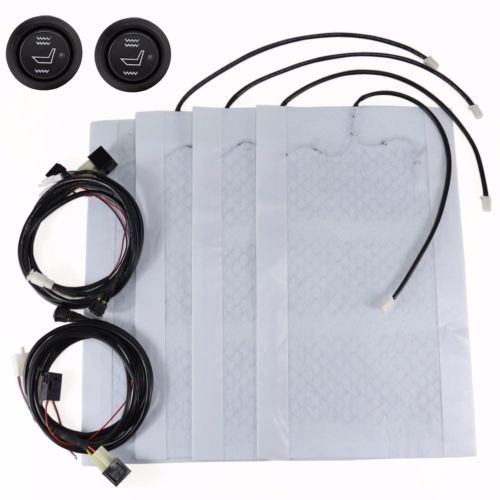 2 SEATS 12V UNIVERSAL HEATED SEAT HEATER KIT CARBON FIBER ROUND HI LO