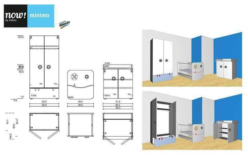 Now by Hülsta minimo komplett Babyzimmer Hellblau Blau Hellrosa Rosa Weiß NEU - Afbeelding 6 van 8