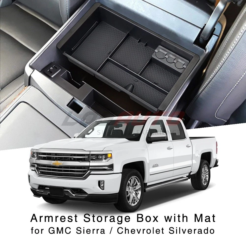 For GMC Sierra 2014 2018 Armrest Storage Box Organizer Center