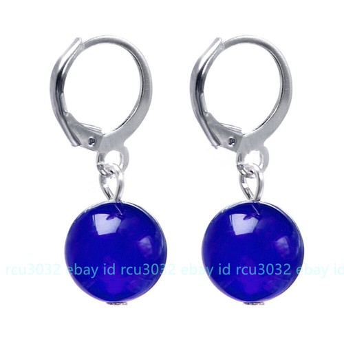 Pendientes colgantes de gancho de plata de piedras preciosas naturales multicolores de 6/8/10/12 mm - Imagen 9 de 31