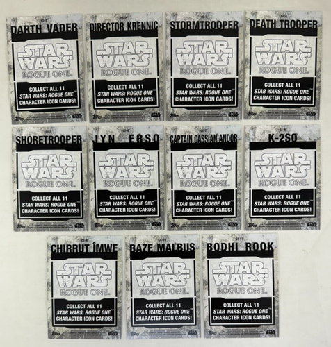 STAR WARS ROGUE ONE SERIES 1 Topps 2016 Complete CHARACTER ICONS Chase Card Set - Picture 2 of 3