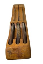 Vintage Ekco Flint 3 Vanadium Carving Knife Set in Wood Holder Made In USA