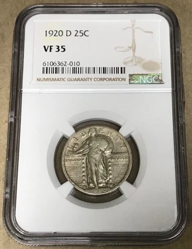 1920 D Standing Liberty Quarter NGC VF35 FREE SHIPPING