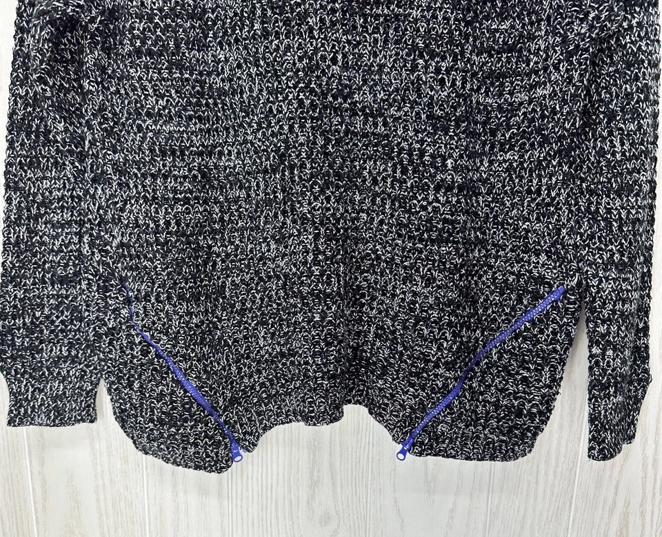 Suéter Dots Mujer 2X Negro Blanco Mármol Tejido Abierto Detalle Cremallera Manga Larga Foto 2 de 4