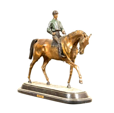 Sculpture, Bronze, Large, Equestrian, After P. J. Mene, ''After the Race''!