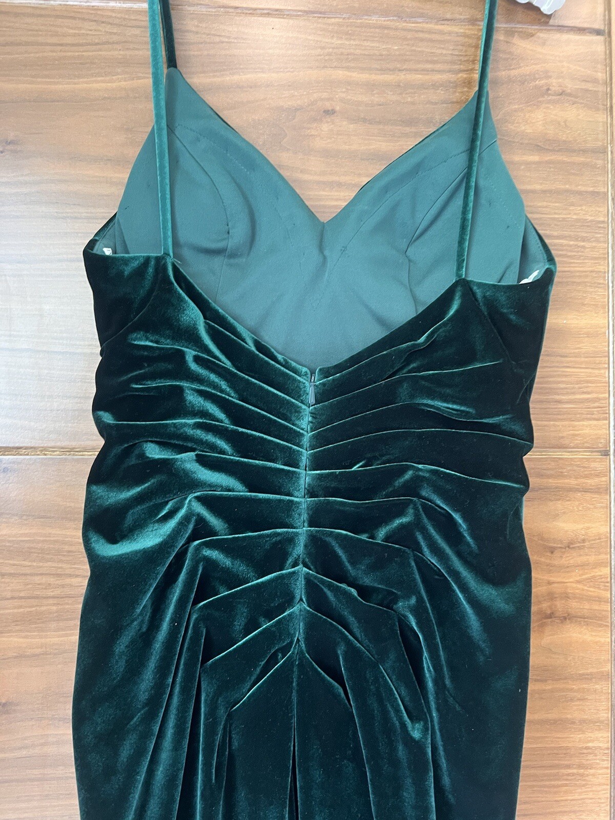 Jovani Dark Green  Velvet Long Evening Dress image 4