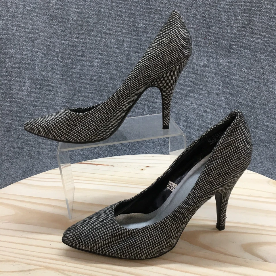 Zapatos de tacón alto Mossimo para mujer 9 informales zapatos de tacón de aguja cómodos de tela negra sin cordones Foto 2 de 4