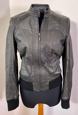 ASOS 100% Leather Ladies Sz 10 Leather Box Jacket Soft Supple UK