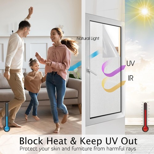 Frosted Window Film Vinyl 35.4" x 6.5" UV Blocking Static Cling Privacy Covering - Picture 4 of 11