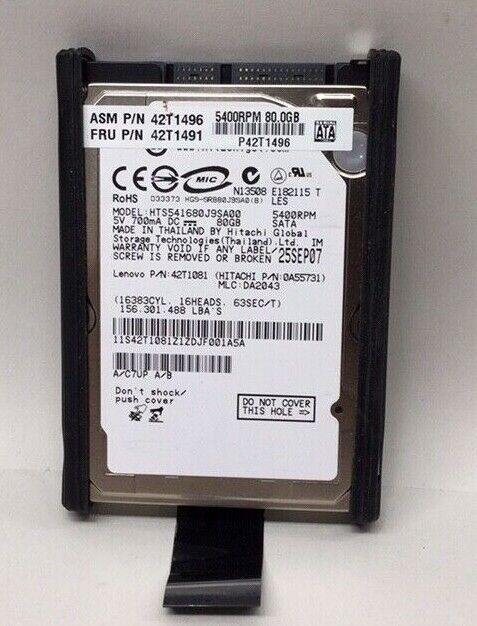 Hitachi HTS541680J9SA00 Hard Drive 5400 RPM 80GB SATA Hitachi HTS541680J9SA00 Hard Drive 5400 RPM 80GB SATA