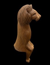Vintage Hand Carved Wooden 'Ledge Lounger' Seated Animal Lion