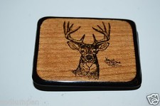 WOW Vintage Slim Wooden Inlaid Custom Signed Belt Buckle MINT RARE