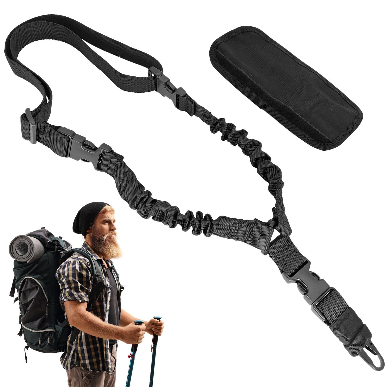 Adjustable Nylon AR Sling with Quick Release Hook and Shoulder Pad for Mountaineering