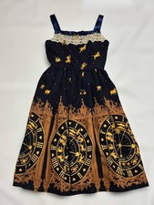 Preview of Innocent World Navy Zodiac Clock Jumperskirt JSK Lace Up M Lolita Dress