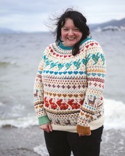 Knitting Pattern copy Fair isle animal all over aran sweater 36 - 63"  1091J