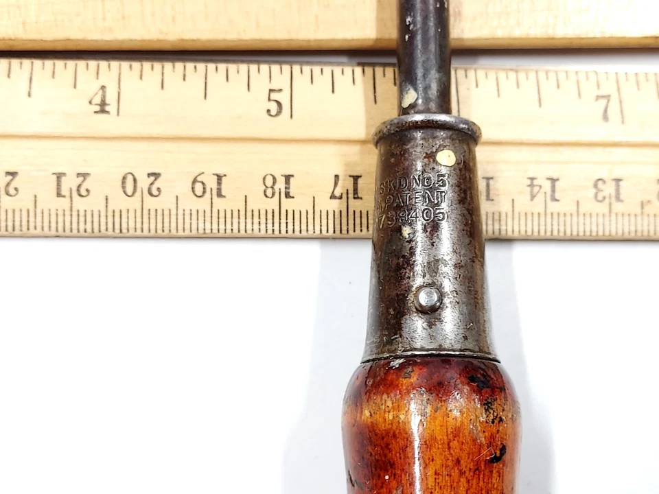 Destornillador Bridgeport Vintage Nº 5 herramientas antideslizantes mango de madera Estate Find Foto 4 de 4