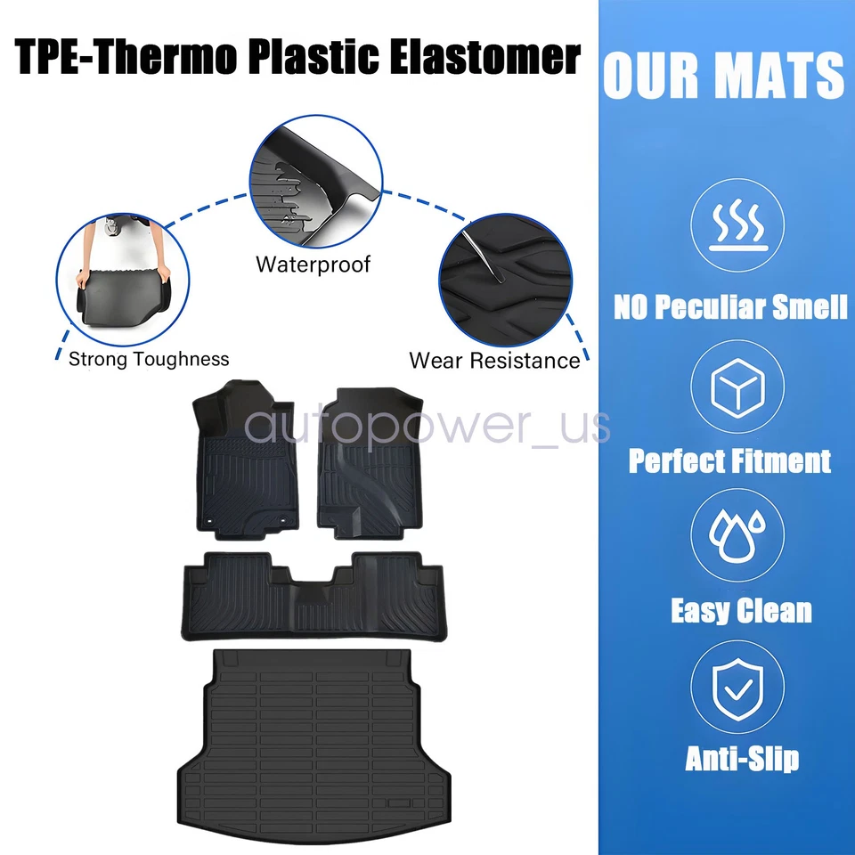 For 2012-2016 Honda CR-V CRV TPE Floor Mats Trunk & Cargo Liners 3D All Weather - Изображение 3 из 4