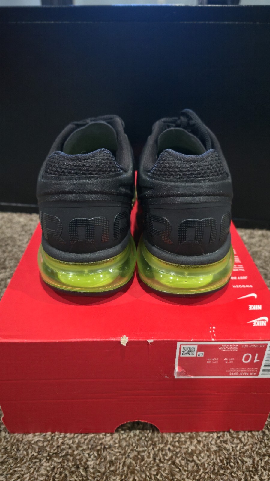 Nike Air Max 2013 Black/cyber.      Size 10 HF3660 001 thumbnail 5