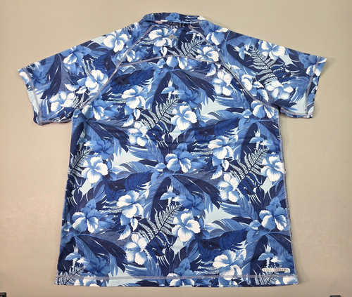 Tommy Bahama Mens Shirt Size Large Blue Floral S/S 1/4 Zip *Island Active* Beach - Picture 3 of 12