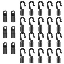 20 Pcs Bungee Shock Cord Hook For 1/4 Inch Cord Rope Terminal Ends Tabbed S Open