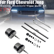 Universal Windshield Wiper Motor Kit Hot Street Rod For Jeep Boat Stainless X2