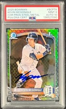 KEVIN MCGONIGLE SIGNED 2025 BOWMAN CHROME PROSPECTS STEEL METAL PSA 9 AUTO 10