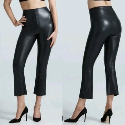 Commando Faux Leather Crop Leggings Black Size L High Rise Stretch USA Made