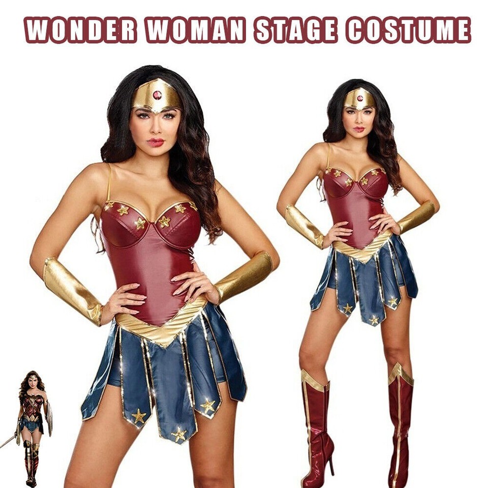Disfraz corsé de superhéroe adulto Wonder Woman héroe disfraz vestido DEU Halloween