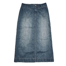 Y2K Old Navy Ultra Low Waist Maxi Skirt 6 Blue Cotton Denim Measure 30 x 34.5
