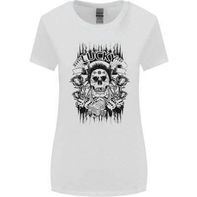 Lucky Dice Skull Motorrad Biker Frauen Weiterer Schnitt T-Shirt