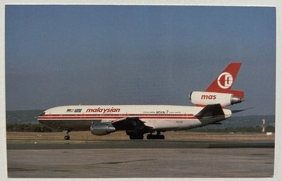 Malaysian Airline System DC-10-30 9M-MAV PATA 86 Perth Airport 1985 Postcard