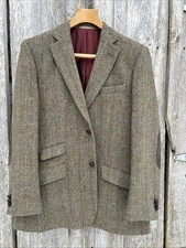 Taransay Check Herringbone Harris Tweed Wool Jacket Sports Coat. Large Size 44