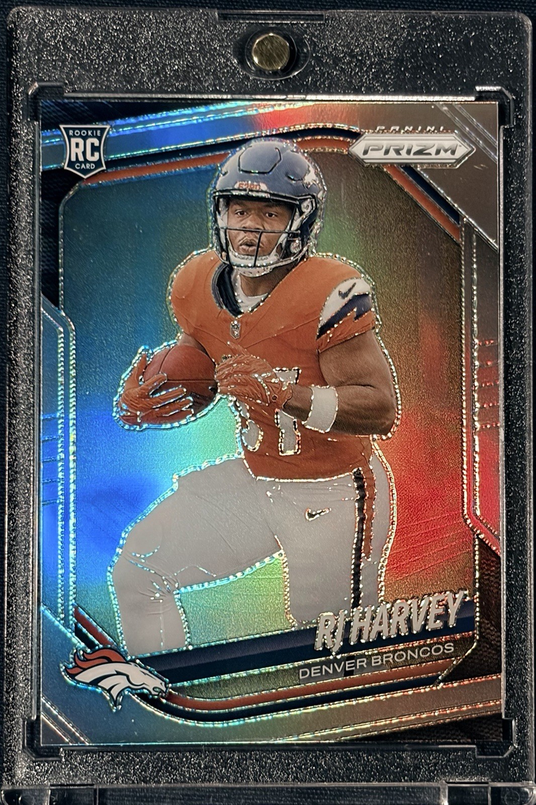 RJ Harvey Panini Prizm Silver 2025 Rookie Prizm #303 Denver Broncos NFL
