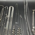 Fashion Costume Necklace Lot of 10 Silver Tone Faux Pearl Cross Pendants — photo 7