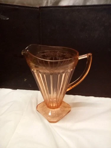 Vintage 8 Inch Jeanette Glass 1932-1934 Pink Depression Pitcher "Adam Pattern"