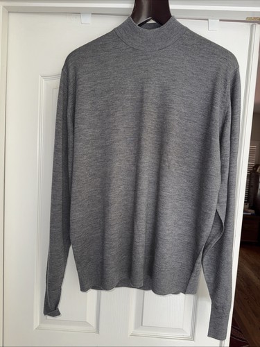 Harrods Knightsbridge Sweater Men's Large Black Gray Merino Wool Blend