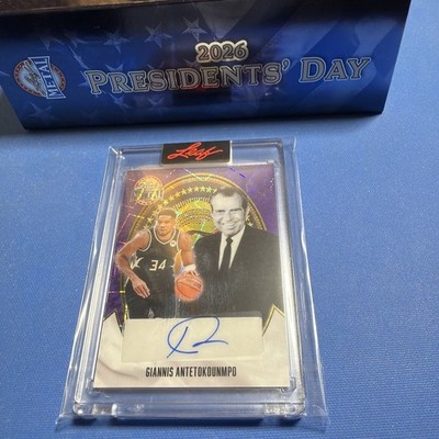 GIANNIS ANTETOKOUNMPO AUTO CARD BA-GA1 #'d/1 LEAF METAL RICHARD