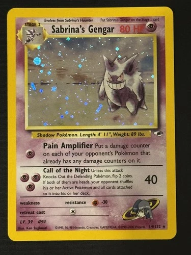 Pokemon TCG Sabrina's Gengar Holo 14/132 Gym Heroes 2000 WOTC Vintage