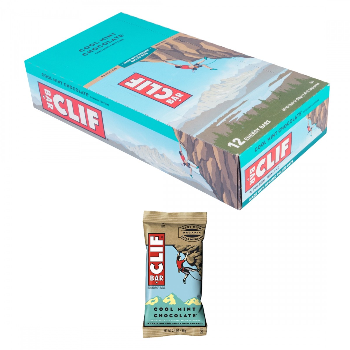Clif Bar Прохладный мятный шоколад с кофеином - Органический энергетический батончик для активных