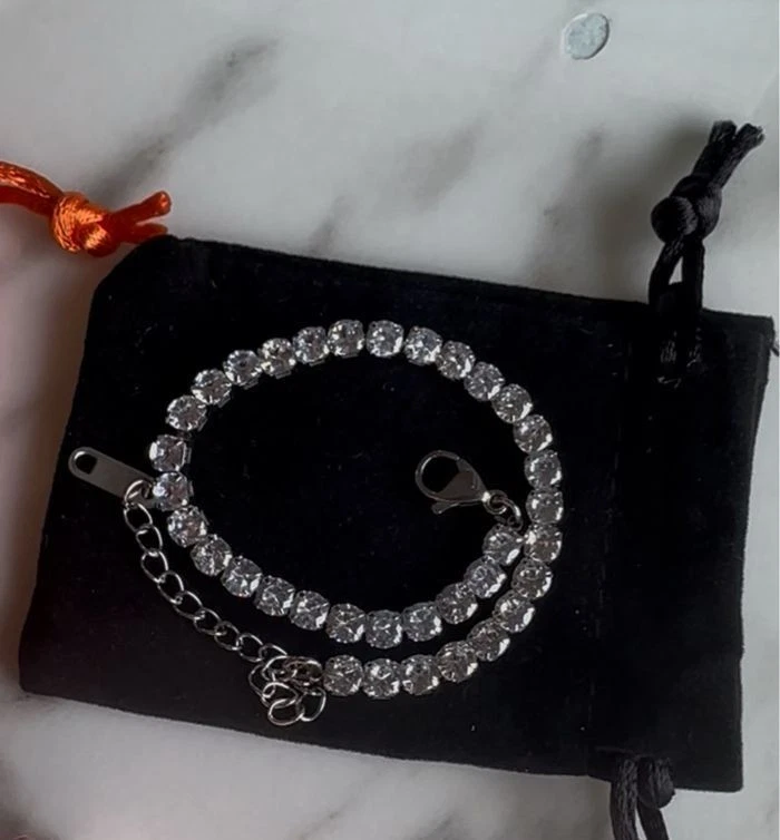 Bracelet Tennis Rivière en Acier Inoxydable & Zircons – Neuf - Photo 4/4