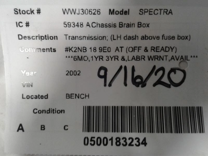 Módulo de computadora TCM 2002-2003 KIA SPECTRA K2NB 18 9E0 Foto 3 de 3