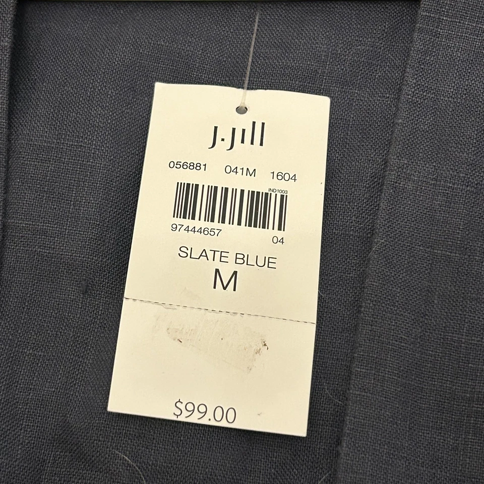 J. Jill Pure Jill Jacket Womens Medium Slate Blue Linen Open Front Kimono - Image 3 of 4